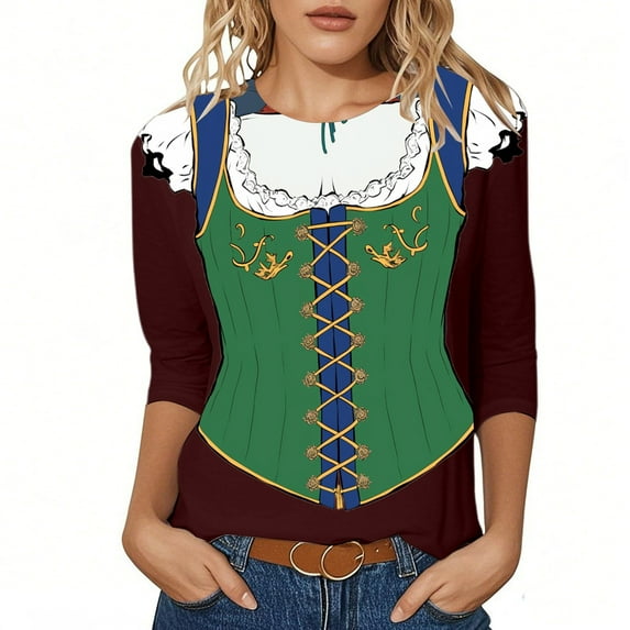 Oktoberfest Themed Casual T Shirt For Women Men Party Top With Short Sleeve Comfortable Round Neck Tee For Festival Travel Spring Fall Outfit