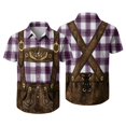 thumbnail image 1 of Oktoberfest Themed Men's Lederhosen Print Shirt, Traditional Plaid Button Down Shirts, 1 of 4
