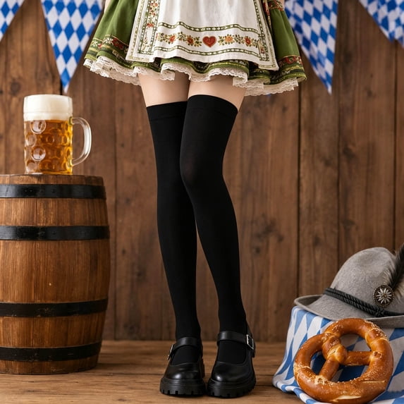 Oktoberfest Thigh High Stockings Solid Color Socks For Festival