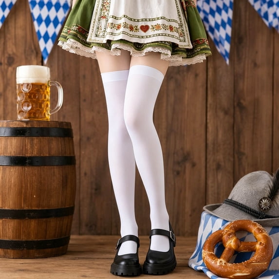 Oktoberfest Thigh High Stockings Solid Color Socks For Festival
