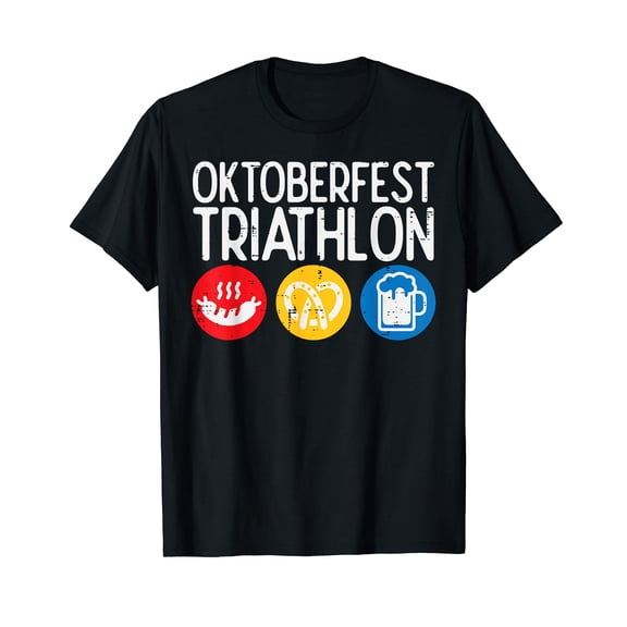 Oktoberfest Triathlon Funny Bavarian Wurst Pretzel Men Women T-Shirt