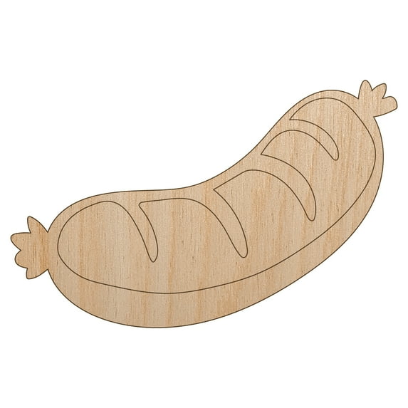Oktoberfest Wiener Sausage Bratwurst Wood Shape Unfinished Piece Cutout Craft DIY Projects - 4.70 Inch Size - 1/4 Inch Thick