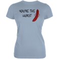 thumbnail image 1 of Oktoberfest Youre The Wurst German Bratwurst Juniors Soft T Shirt Light Blue X-LG, 1 of 1