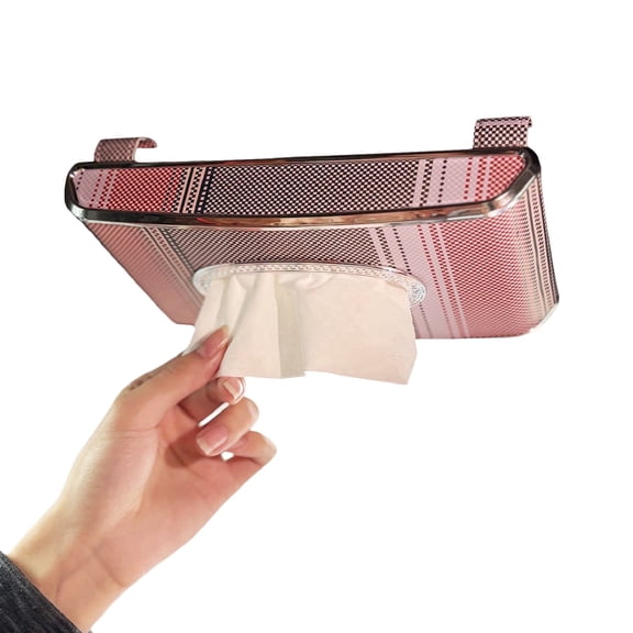 Oktree Car Tissue Holder, Hanging Faux Leather Visor Holder for Sun Visors & Back Seats, Kevlar-Style Texture