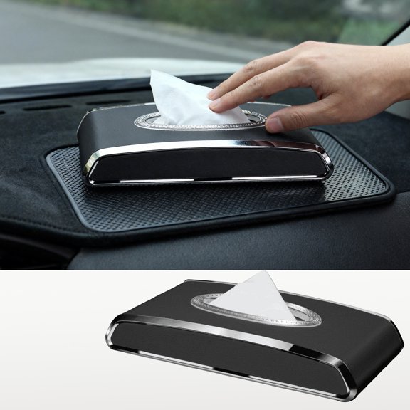 Oktree Car Tissue Holder for Armrest and Back Seat, Multi-Function Auto Kleenex Box Holder for Automobile Interior, Black Flat