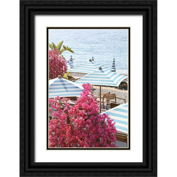 Okula, Carina 11x14 Black Ornate Wood Framed with Double Matting Museum Art Print Titled - Pink White and Blue on The Riviera