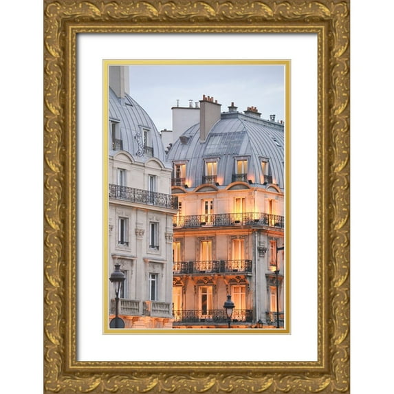Okula, Carina 13x18 Gold Ornate Wood Framed with Double Matting Museum Art Print Titled - Golden Glow in The City of Light