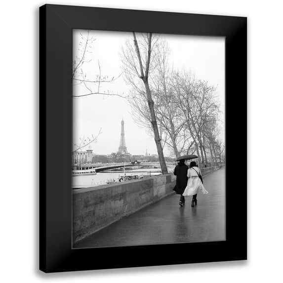 Okula, Carina 17x24 Black Modern Framed Museum Art Print Titled - Paris In The Rain I Love