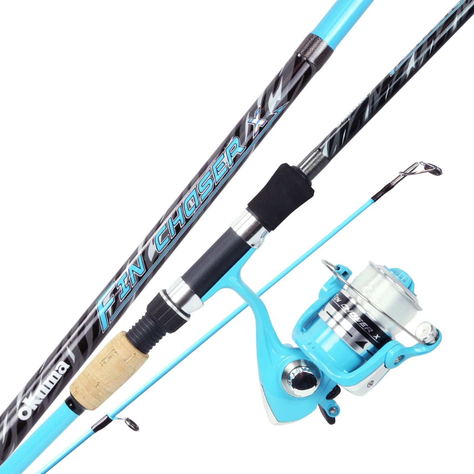 Okuma Fin Chaser x Series Spinning Fishing Rod and Reel Combo, Sea Foam,  7ft 