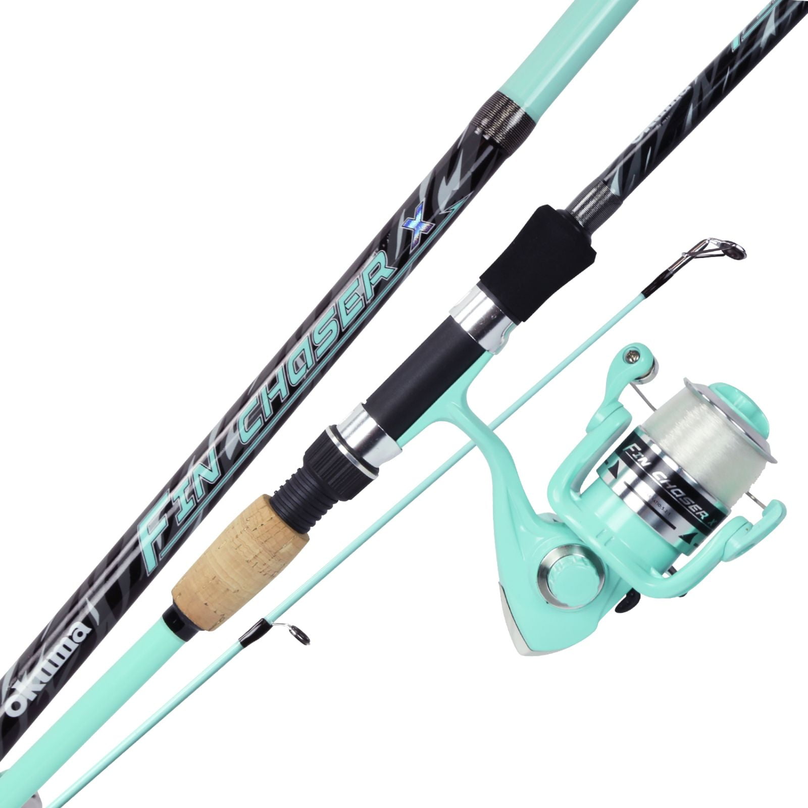 Okuma A-TAC 7ft Spinning Rod and Reel Combo - Black Grey White Silver Blue by Sportsman's Warehouse