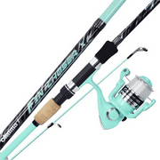 Okuma Fin Chaser X Series Spinning Rod and Reel Combo, 7-Foot, Medium Action, 2-Piece, Sea Foam Green, Freshwater & Inshore Saltwater Fishing