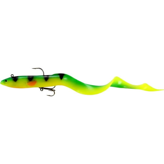 Okuma Fishing Tackle Savage Gear Real Eel Prerigged Slow Sinking Lure, Fire Tiger, 8-Inch - 1 1/3 Ounce