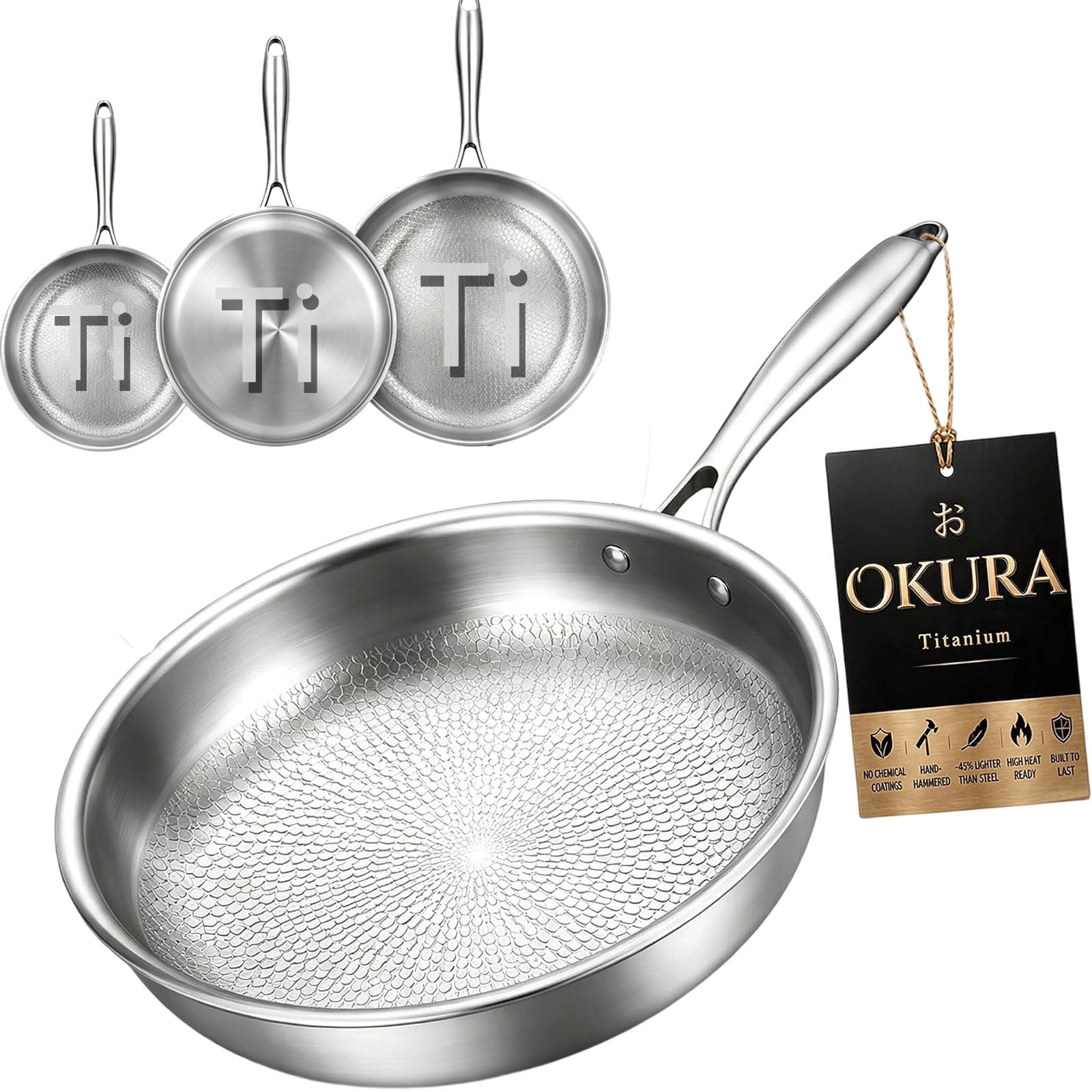 Okura Titanium Cookware, 11 In Titanium Pans For Cooking,Okura