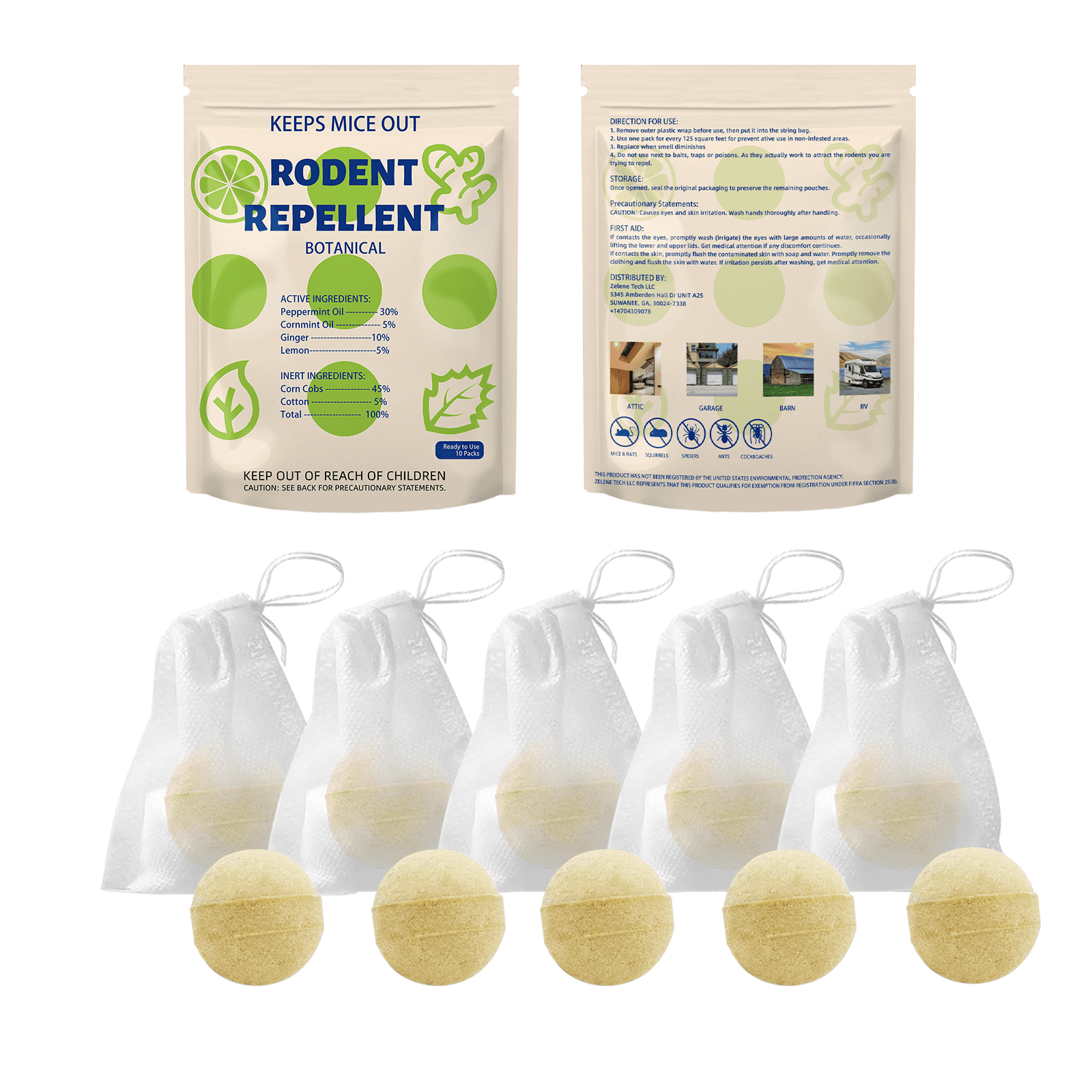 Okutani Natural Mouse Repellent, Rodent Repellent Indoor/Outdoor, Moth