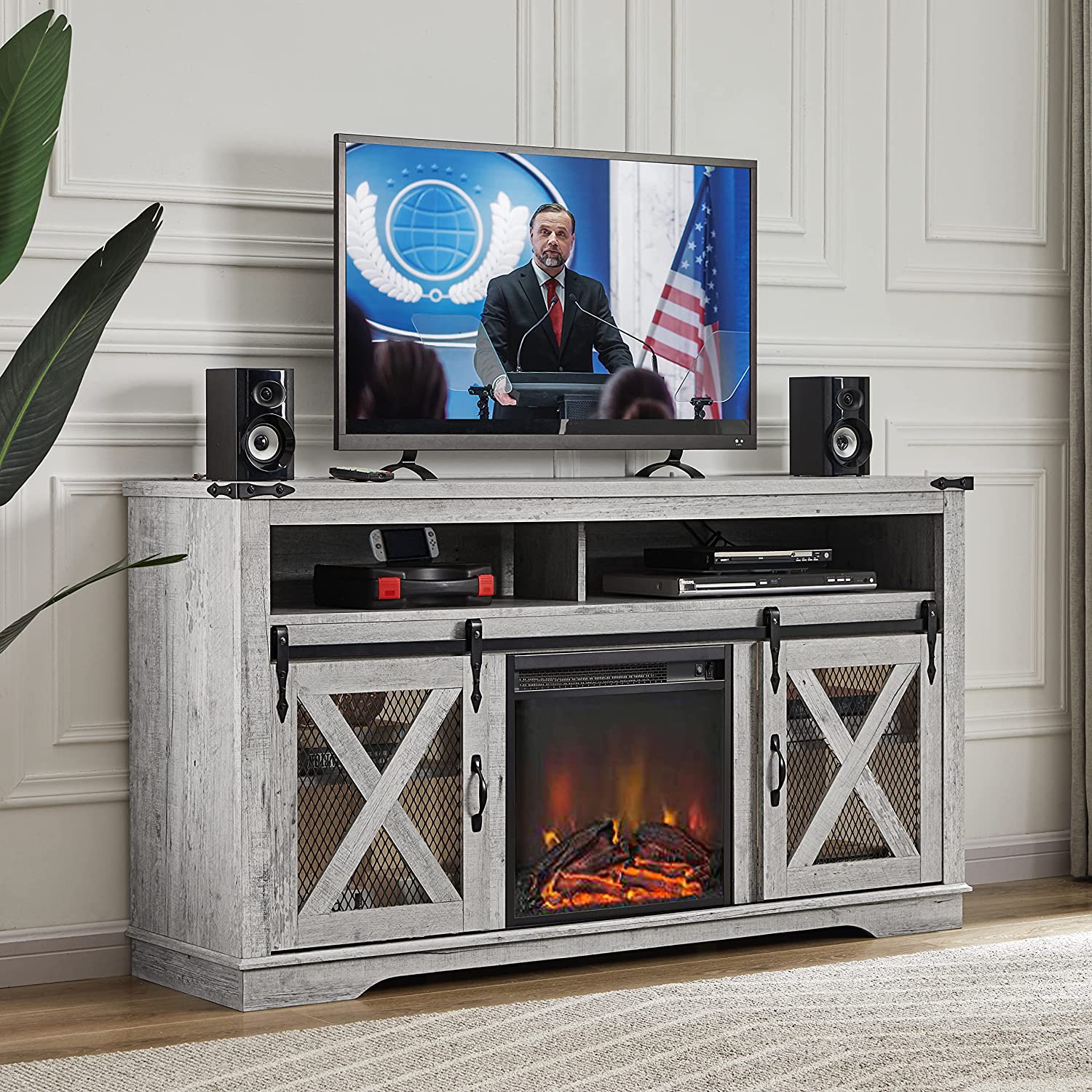 Okvnbjk Fireplace TV Stand for TVs up to 70", Entertainment Center with