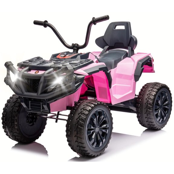 Okybaby 12V Kids Ride on Electric ATV with Dual Motor, Off Road Ride on Toy Cars with 2WD,MP3,LED Lights, Kids Electric ATV for Toddlers Aged 3+, Pink