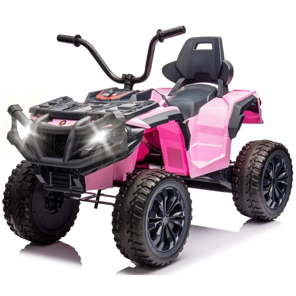 Okybaby 12V Kids Ride on Electric ATV with Realistic Off-Road Design, 2WD, Dual Motors, Electric Kids Ride on Toy Cars with MP3, LED Lights for Kids Aged 3+,Pink