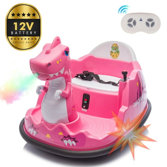 Okybaby 12V Kids Ride On Toy Electric ATV,Dinosaur Shape Design Electric Car with Cool Light,Multimedia Center Panel,Bluetooth & Microphone, Ride on Toy Car For Toddlers Age 3+,Rose Pink
