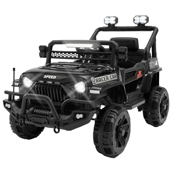 Okybaby 12V Kids Ride on Toys with Remote Control&Four-wheel Suspension, Eelectric Ride on Truck Car with Dual Motors, Bluetooth, LED Lights,MP3, USB, Toddler Toys Car for Kids 2+, Black