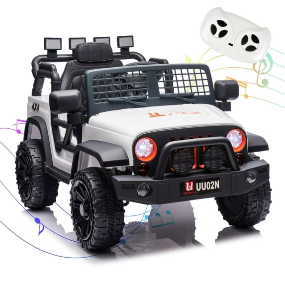 Okybaby 12V Kids Ride on Truck Car with Parent Control, Spring Suspension, Toddler Electric Ride on Toy Car with LED Lights,USB,Bluetooth, Powered Ride on Cars for Kids Aged 2-8,White