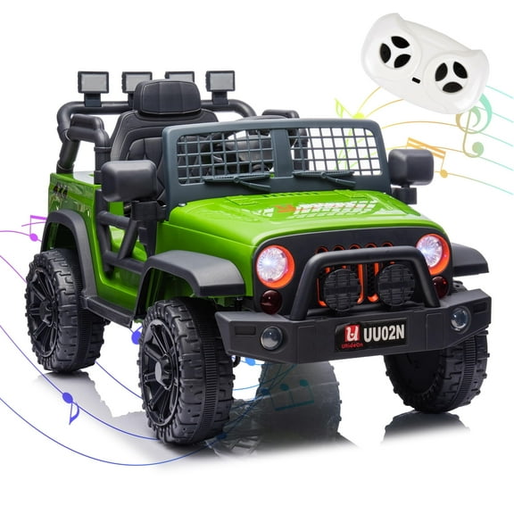 Okybaby 12V Kids Ride on Truck Car with Parent Control, Spring Suspension, Toddler Electric Ride on Toy Car with LED Lights,USB,Bluetooth, Powered Ride on Cars for Kids Aged 2-8,Green
