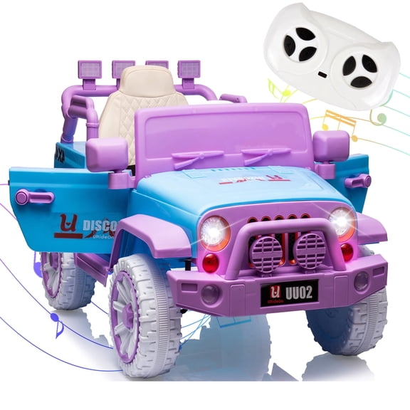 Okybaby 12V Kids Ride on Truck Car with Parent Control, Spring Suspension, Toddler Electric Ride on Toy Car with LED Lights,USB,Bluetooth, Powered Ride on Cars for Kids Aged 3-8,Pink/Blue