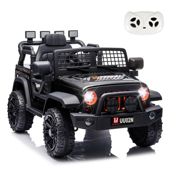 Okybaby 12V Kids Ride on Truck Car with Parents Remote,Electric Power Ride on Toy Car with LED Light,USB/TF Slot,Bluetooth,MP3,Ride on Truck Car for Kids Aged 3+, Black