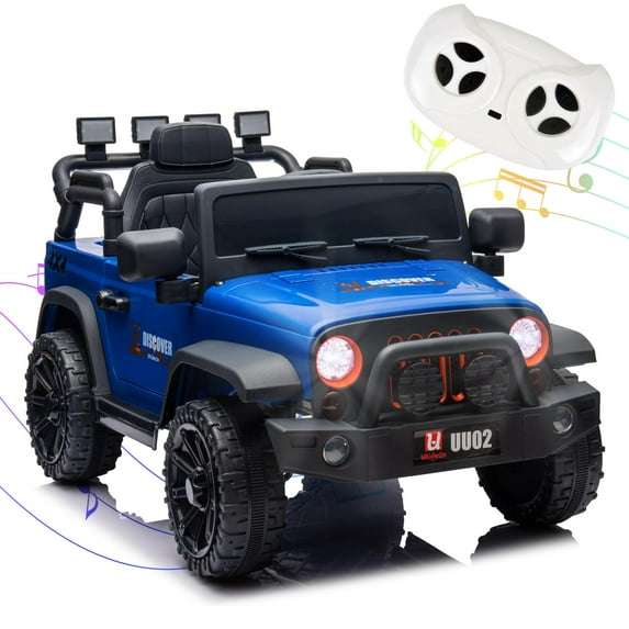Okybaby 12V Kids Ride on Truck Car with Parents Remote,Electric Power Ride on Toy Car with LED Light,USB/TF Slot,Bluetooth,MP3,Ride on Truck Car for Kids Aged 3+, Dark Blue
