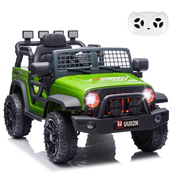Okybaby 12V Kids Ride on Truck Car with Parents Remote,Electric Power Ride on Toy Car with LED Light,USB/TF Slot,Bluetooth,MP3,Ride on Truck Car for Kids Aged 3+,Green