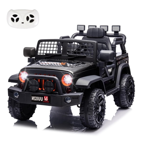 Okybaby 12V Kids Ride On Truck Car with Remote Control,Four-wheel Suspension, Max Speed 2MPH, Electric Kids Ride On Toy Car with Dual Motor,LED Light,USB,Bluetooth,MP3 for Kids of 2-5,Black
