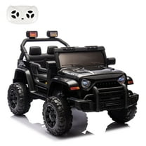 Okybaby 12V Kids Ride On Truck Car with Remote Control&Four-wheel Suspension, Toddler Electric Ride on Toys with Dual Motor,LED Light/USB/Bluetooth/Bonus Stickers for Kids 2 ,Black