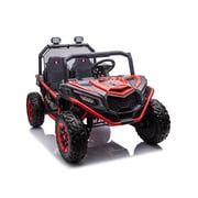 Okybaby 12V Kids Ride On UTV, 2 Seater Electric Car with Parental Remote Control, Metal Frame, 4x80W Motors, LED Lights, Safety Belts, 2-6 MPH, Max 130 LBS, for Boys Girls Ages 3+, Red