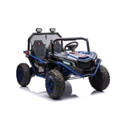 Okybaby 12V Kids Ride On UTV, 2 Seater Electric Car with Parental Remote Control, Metal Frame, 4x80W Motors, LED Lights, Safety Belts, 2-6 MPH, Max 130 LBS, for Boys Girls Ages 3+, Blue