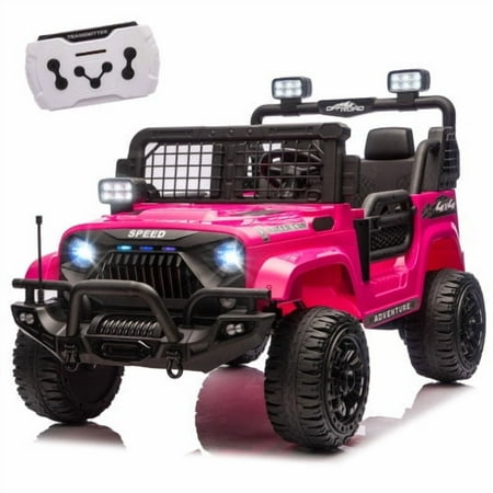Okybaby 24V Kids Ride on Car with Parent Control, Powered Wheels Truck Car with 200W, Max Speed 5MPH, Electric Ride on Toy Car with Bluetooth ,USB,LED Lights, Safety Belt,for Toddles 3-8,Pink