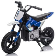 Okybaby 24V Kids Ride On Electric Dirt Bike, 200W High Speed Hub Electric Motorcycle, Max Speed 10MPH, Beginners Friendly, Rear Spring Suspension,LED lamp, Bluetooth&Horn For Kids Aged 5-15, Blue