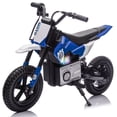 thumbnail image 1 of Okybaby 24V Kids Ride On Electric Dirt Bike, 200W High Speed Hub Electric Motorcycle, Max Speed 10MPH, Rear Spring Suspension, Kids Motorbike with Bluetooth&Horn For Kids Aged 5-15,Blue, 1 of 8