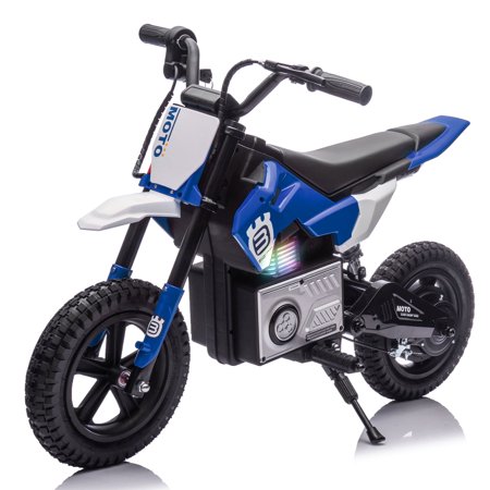 Okybaby 24V Kids Ride On Electric Dirt Bike, 200W High Speed Hub Electric Motorcycle, Max Speed 10MPH, Rear Spring Suspension, Kids Motorbike with Bluetooth&Horn For Kids Aged 5-15,Blue