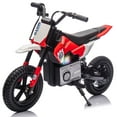 thumbnail image 1 of Okybaby 24V Kids Ride On Electric Motorbike, 200W High Speed Hub Electric Motorcycle, Max Speed 10MPH, Beginners Friendly, Rear Spring Suspension,LED lamp, Bluetooth&Horn For Kids Aged 5-15, Red, 1 of 8