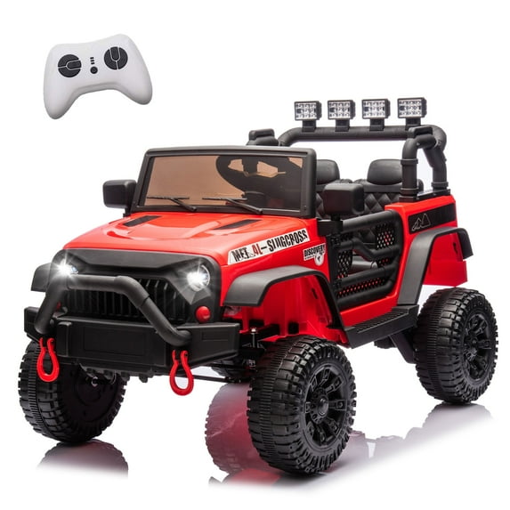 Okybaby 24V Kids Ride on Truck Car with Parents Remote,400W Motor, Electric Power Ride on Toy Car with High Chassis, Four-wheel Suspension, LED Light,USB,Bluetooth,MP3 for Kids Aged 3+,Red