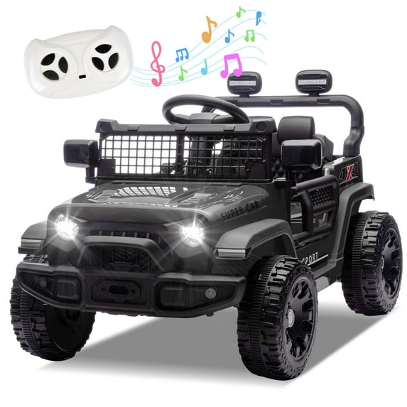Okybaby 24V Kids Ride On Jeep Car with Remote Control,Four-wheel Suspension, Electric Kids Ride On Toy Car with Dual Motor,LED Light,USB,Bluetooth,MP3 for Kids of 3+, Black