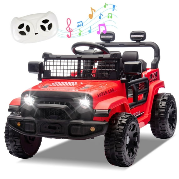 Okybaby 24V Kids Ride On Jeep Car with Remote Control,Four-wheel Suspension, Electric Kids Ride On Toy Car with Dual Motor,LED Light,USB,Bluetooth,MP3 for Kids of 3+, Red