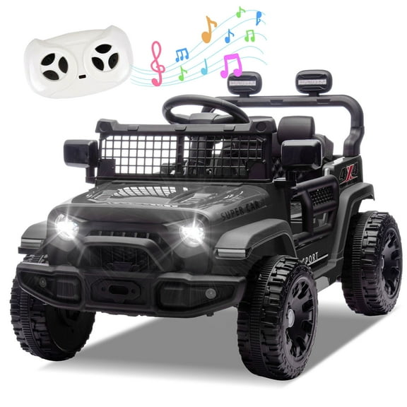 Okybaby 24V Kids Ride On Truck Car with Remote Control,Four-wheel Suspension, Electric Kids Ride On Toy Car with Dual Motor,LED Light,USB,Bluetooth,MP3 for Kids of 3+,Black