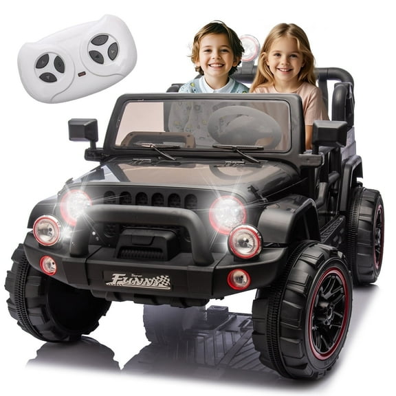 Okybaby 24V Kids Ride On Truck Car with Remote Control&Four-wheel Suspension, Kids Electric Toy Car with 20"Wide Seat,2WD,LED Light,USB,Bluetooth for Kids of 3+,Black