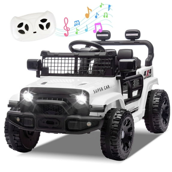 Okybaby 24V Kids Ride On Truck Car with Remote Control,Four-wheel Suspension, Max Speed 3.11MPH, Electric Kids Ride On Toy Car with Dual Motor,LED Light,USB,Bluetooth,MP3 for Kids of 2-5,White