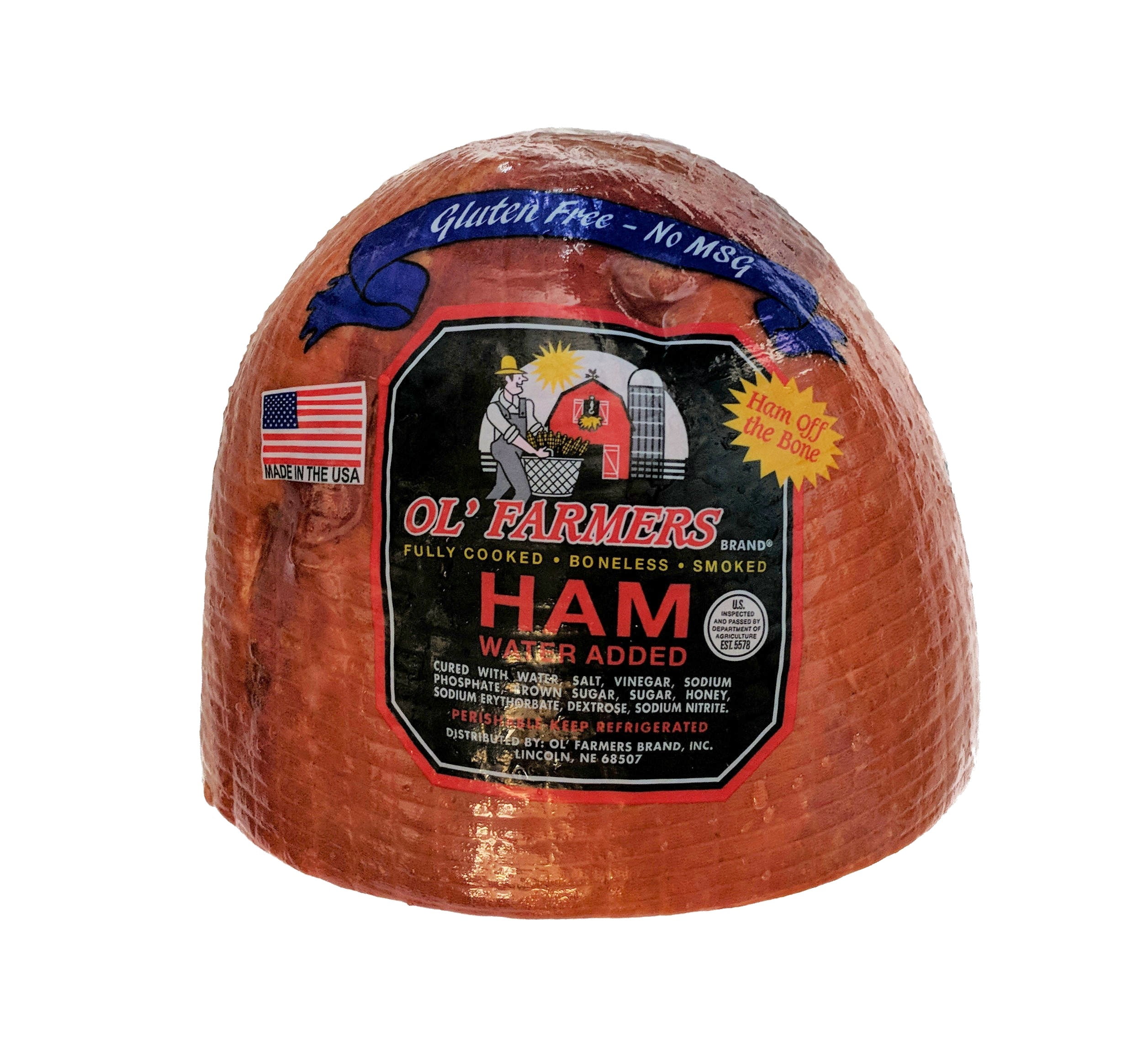 Ol' Farmers Smoked Pork Ham, Fully Cooked, Lunch Meat, Deli Sliced, Plastic Bag, 10 g Protein per 2 oz Serving