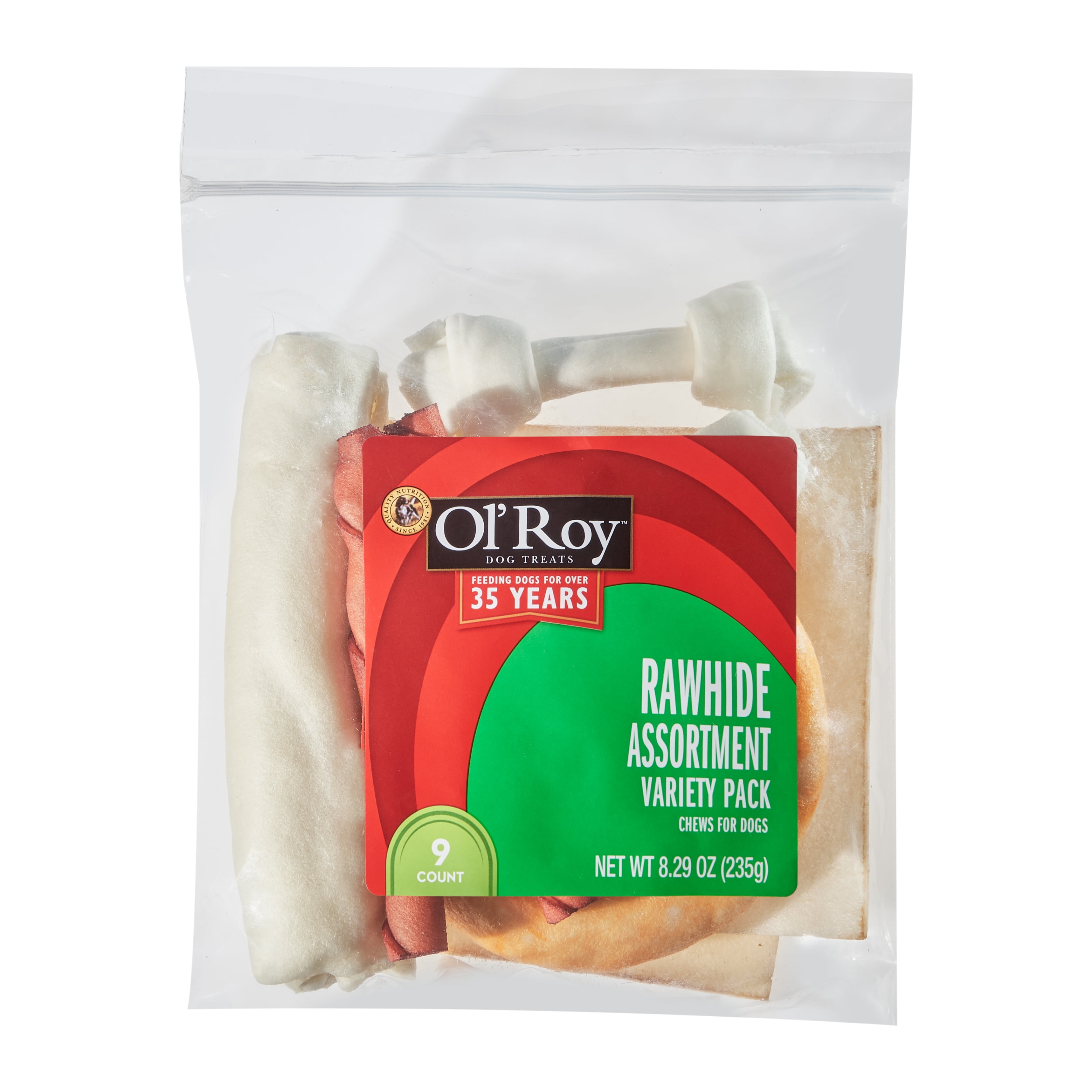 Ol' Roy Rawhide Chews for Dogs, Variety Pack, 8.29 oz, 9 Count