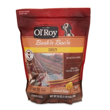 Ol'Roy Bark'n Bac'n Cheezy Dog Treats with Real Bacon & Cheese Chews, 25 oz Pouch