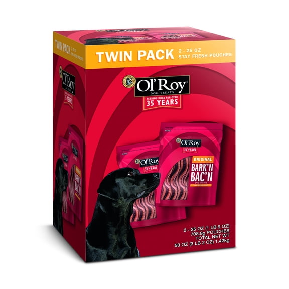 Ol' Roy Bark'n Bac'n Dog Treats Twin Pack, 25 oz, 2 Count