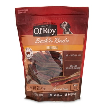 Ol'Roy Bark'n Bac'n Dog Treats with Real Bacon Chews, 25 oz Pouch
