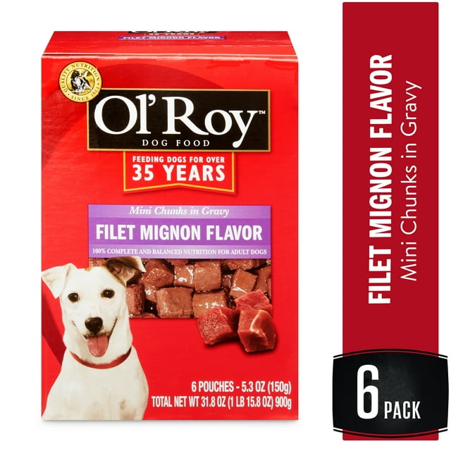 Ol' Roy Beef & Chicken Flavor Chunks Wet Dog Food , 5.3 oz. Pouches (6